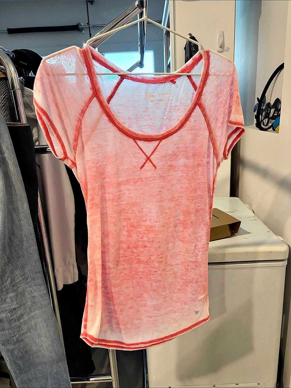Guess sheer pink tshirt